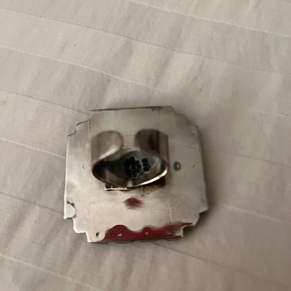 Solid Genuine Turquoise Sterling Silver Ring Size… - image 2